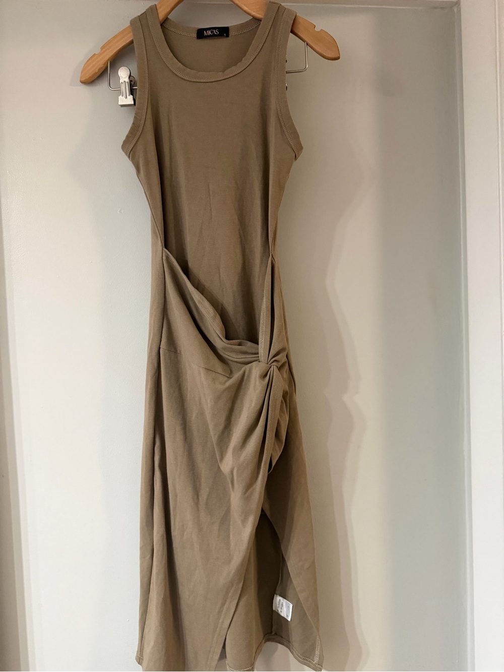 AXS Taupe Knot-Detail Midi Dress